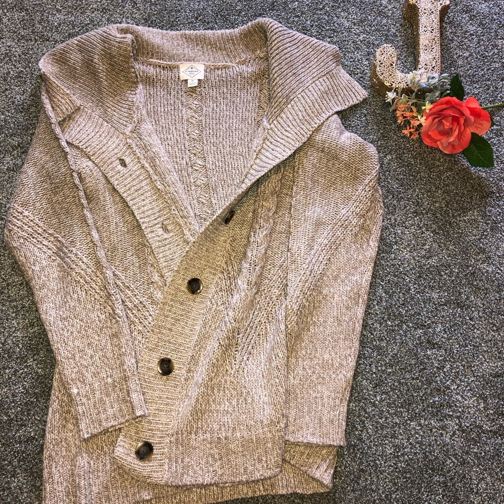 Tan St. John’s Bay Cableknit Sweater- Size XL